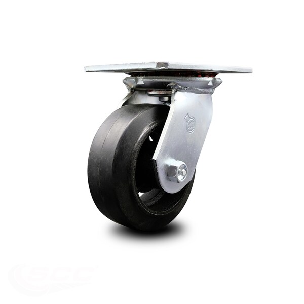 5 Inch Heavy Duty Top Plate Rubber on Steel Swivel Caster with Ball Bearing SCC